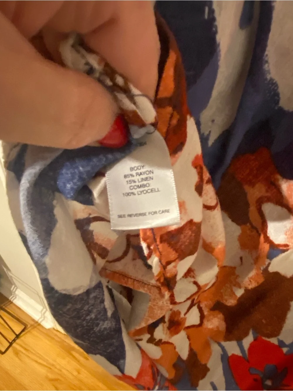 John Mark Blue Floral V-Neck Pullover with Red Accents